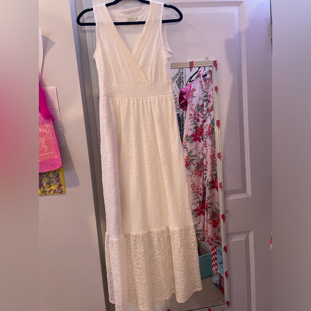 Louisa Lace Dress Pearl White